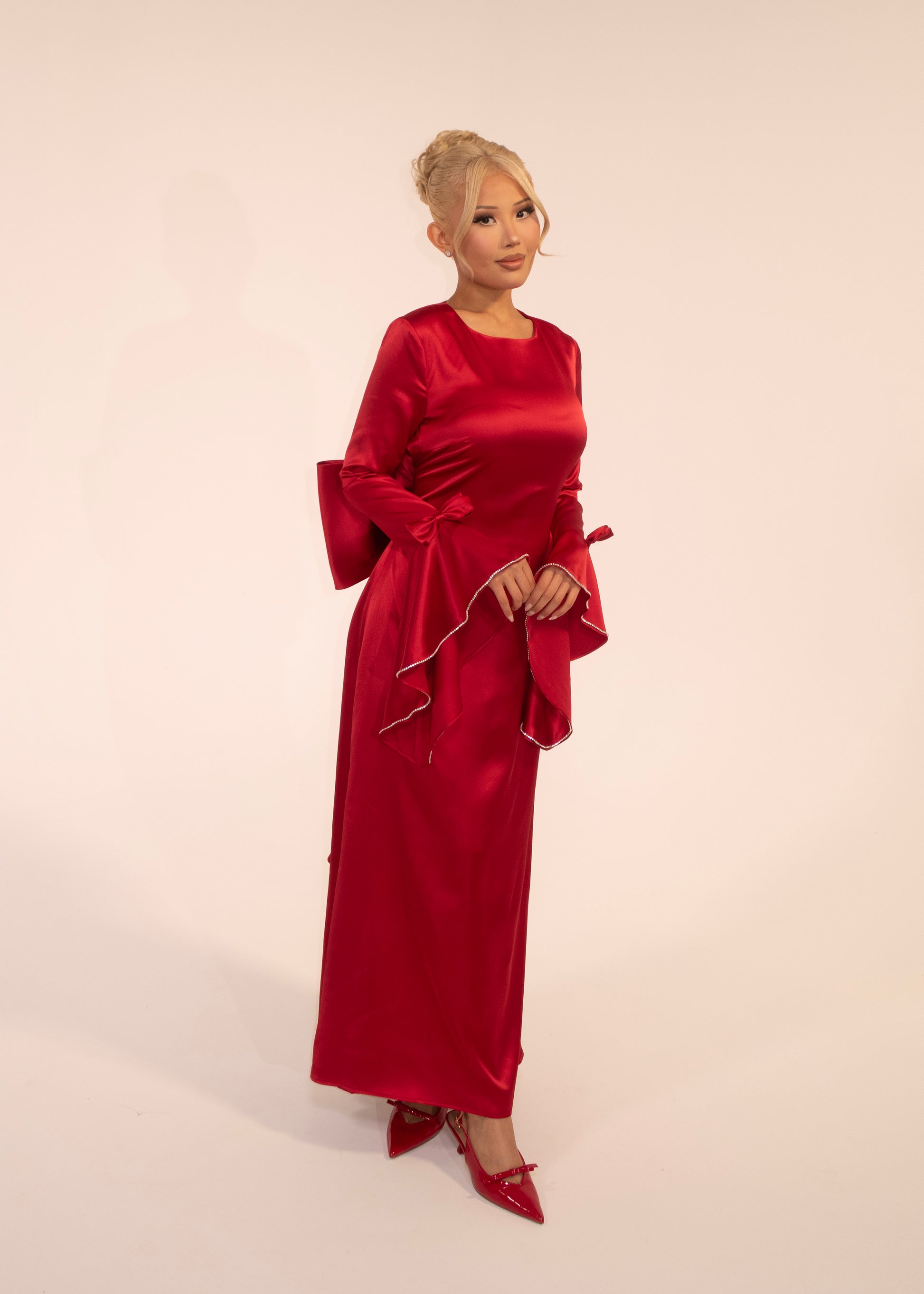'Arabella' Bow Dress in Red