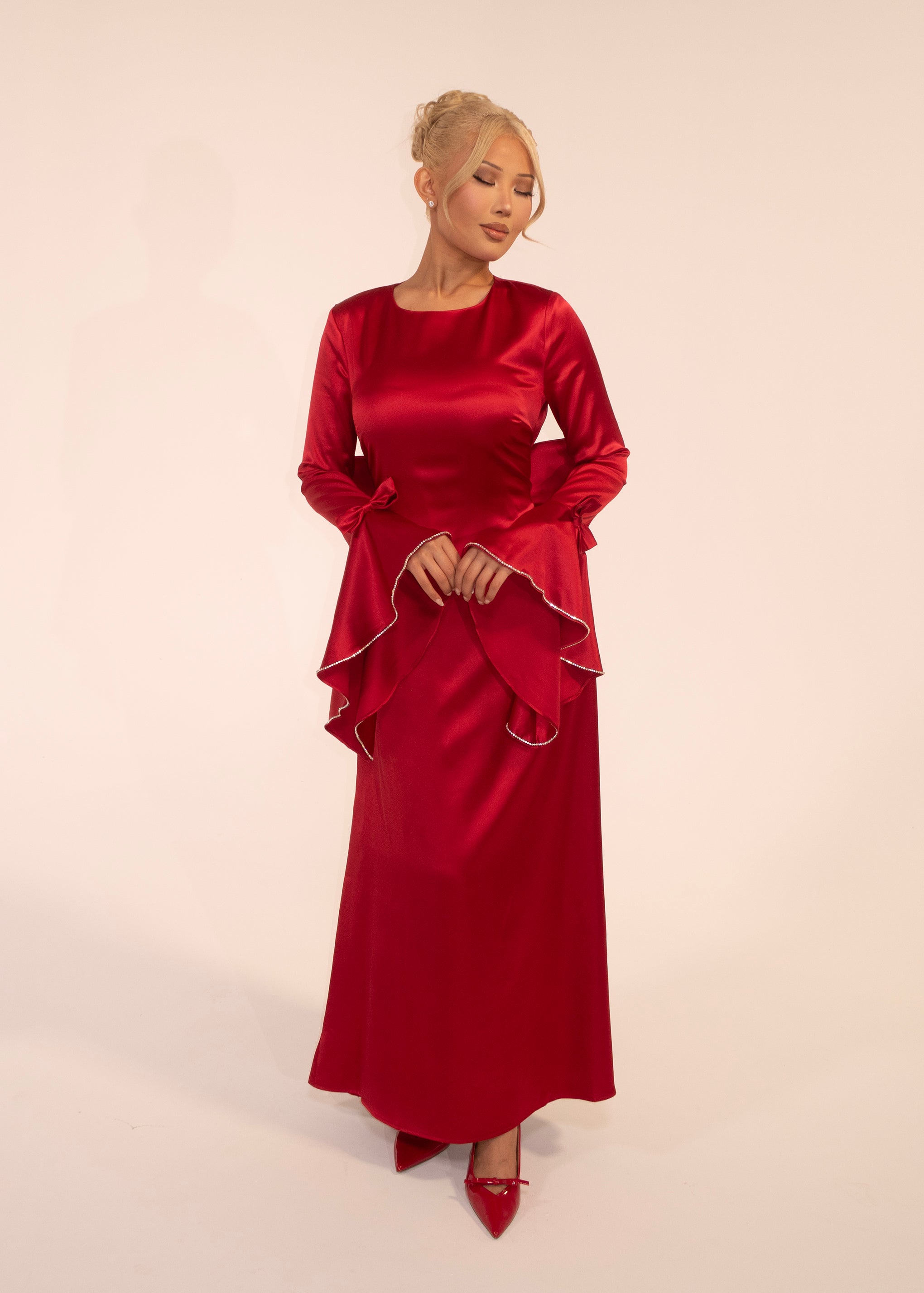 'Arabella' Bow Dress in Red